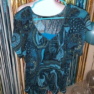 Blue zentangle blouse